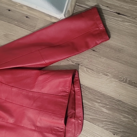 Yvonne & Marie Women's Jacket Red Leather Blazer Size X Large Vintage Biker 80's - Picture 10 of 10